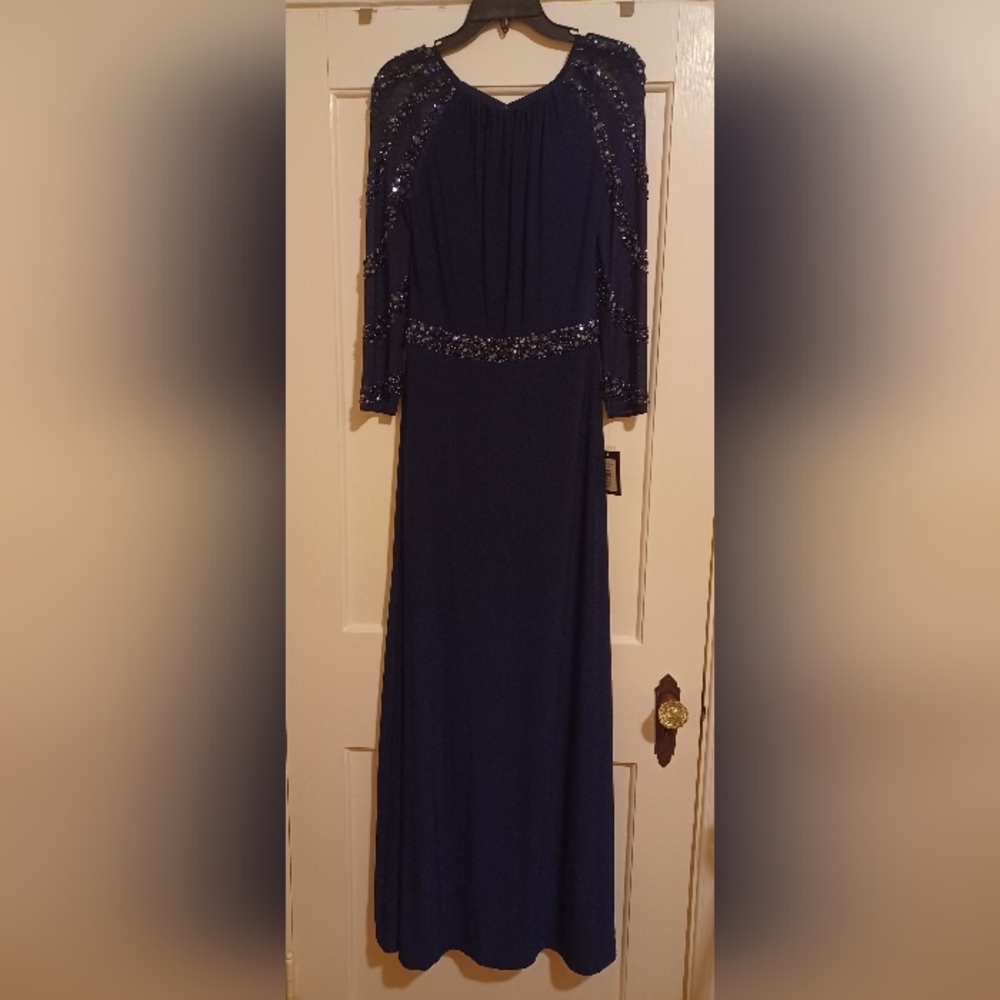SOLD! MARINA - Elegant Navy Blue Evening Gown - Size 8